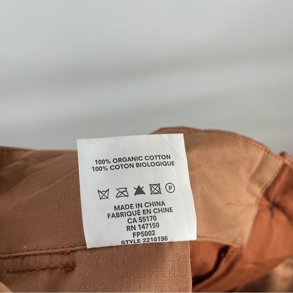 FRANK & Oak Wide Leg High Waisted Belted Pants Cropped Burnt Orange Cotton - Picture 11 of 11